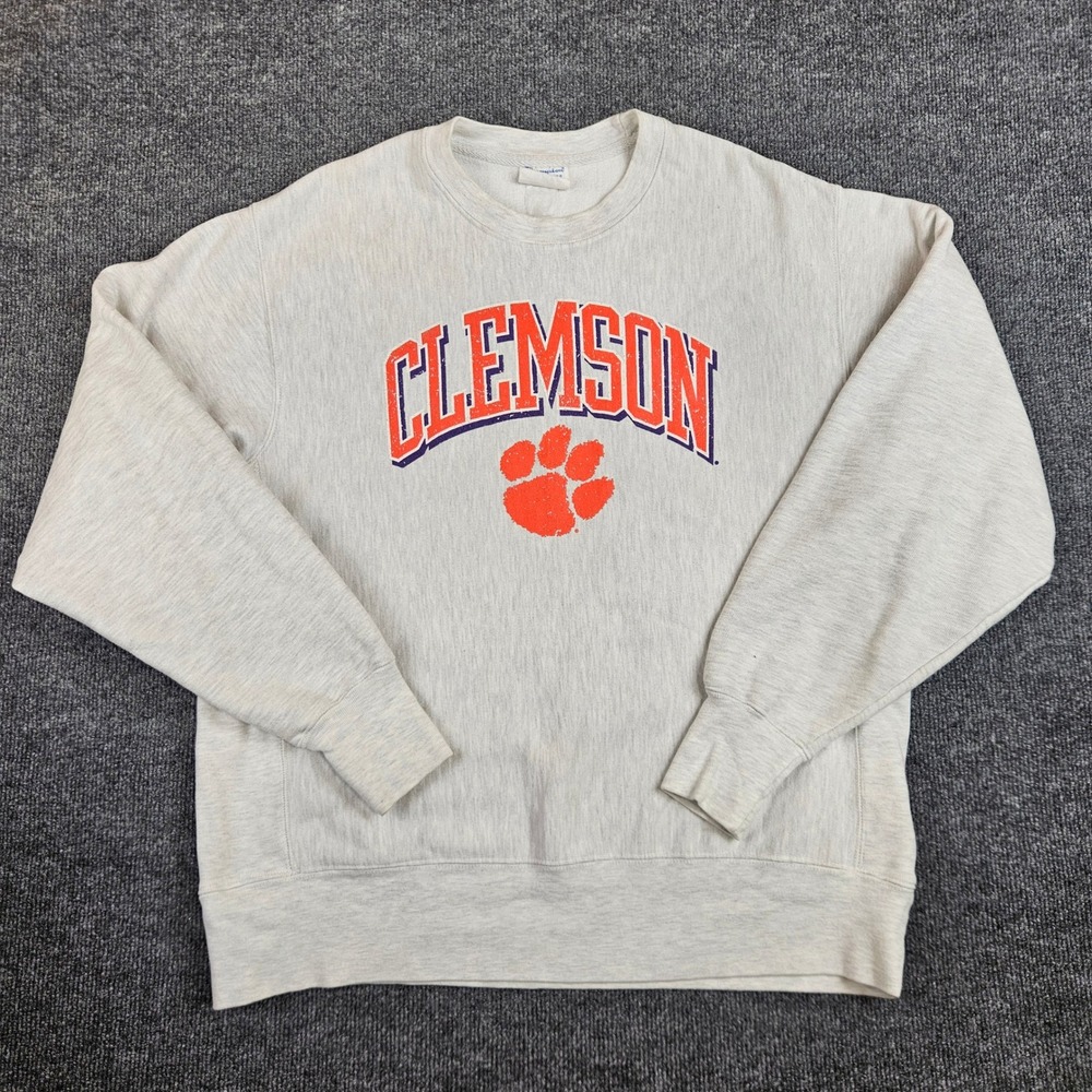 Champion Reverse Weave Clemson Tigers Sweatshirt Mens XL Gray Pullover Crewneck